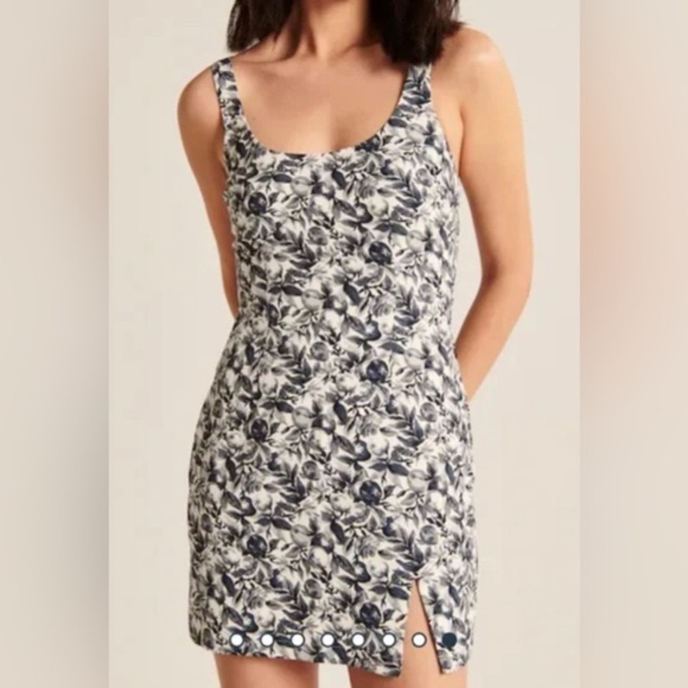 Abercrombie 90’s Slip Dress Floral and Fruit Navy Dress + Matching Scrunchie